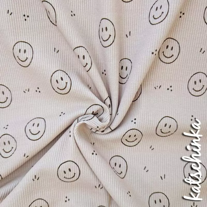 Ribjersey Smiley dunkelbeige 1015 schmale Rippen