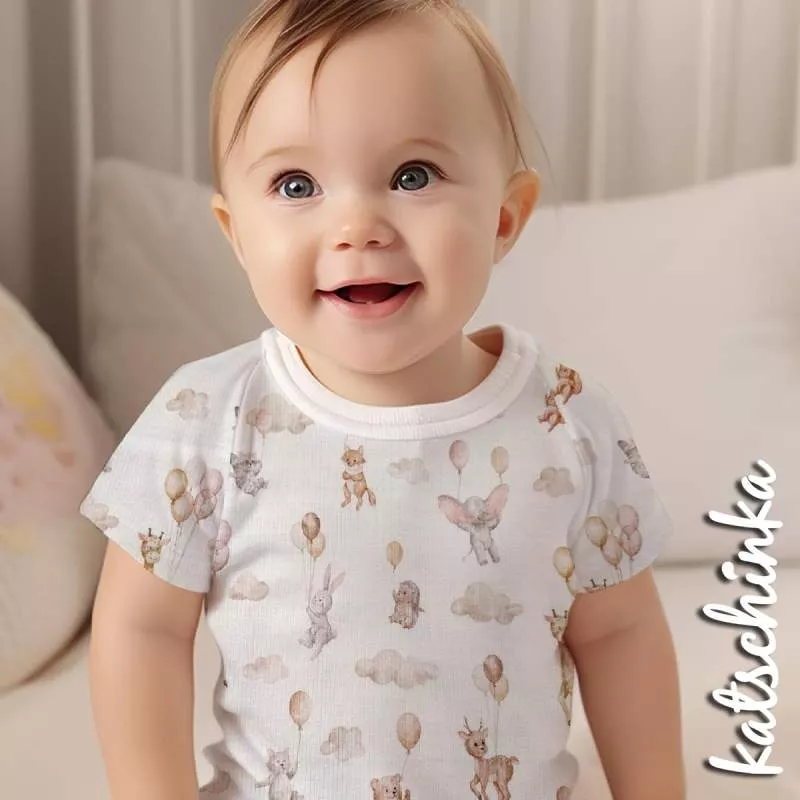Kinderpullover aus Rippenjersey mit Motiv – weicher Ribjersey Stoff für Kinderkleidung in hellblau