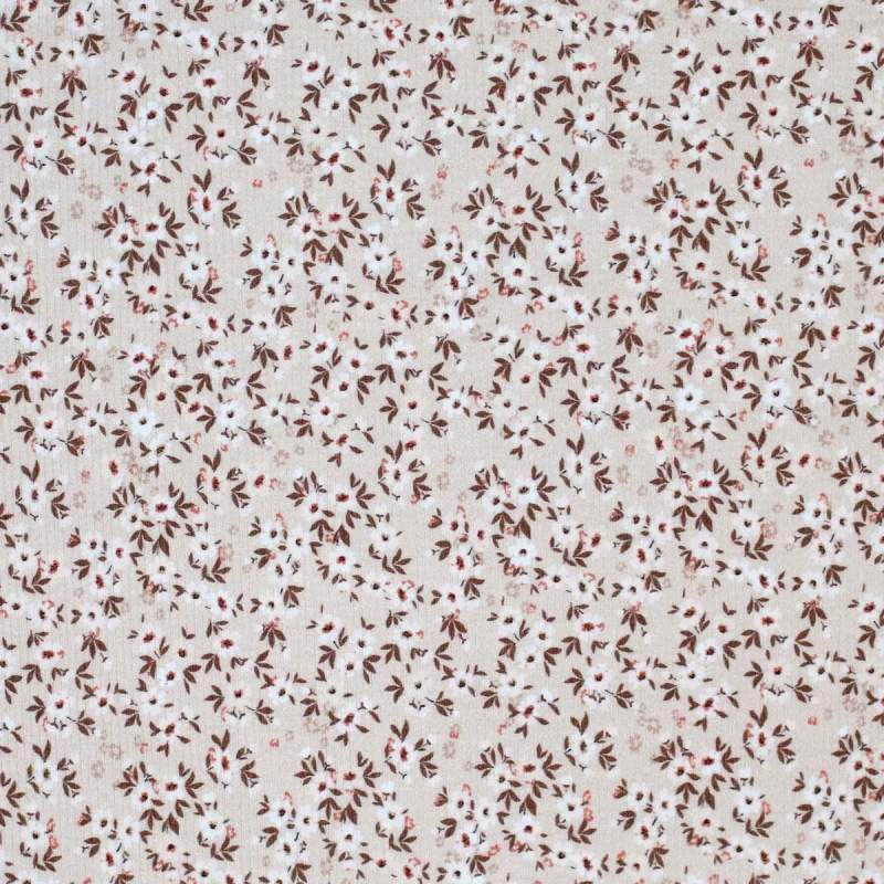 Ribjersey Blumenbombe beige 0755 Rippjersey schmale Rippen