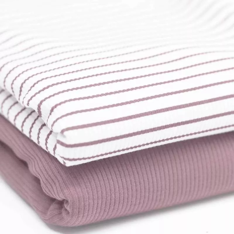 Rippstrick Jersey Streifen - altrosa 009