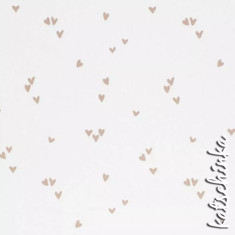 Ribjersey unregelmäßige hellbeige Herzen 1012 schmale Rippen