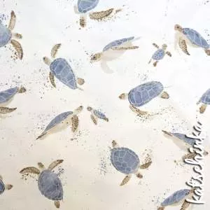 Baumwolljersey Stoff Schildkröten mit handgemaltem Schildkröten-Motiv für Baby- und Kinderbekleidung