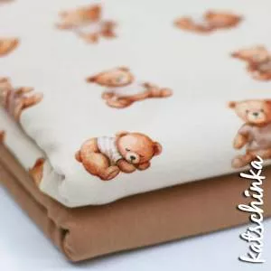 Kinder Jersey Stoff mit Bärenmuster– elastischer Baumwollstoff für Baby- und Kinderbekleidung