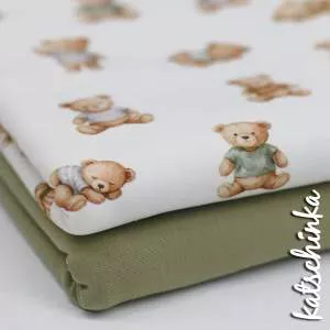Kinder Jersey Stoff mit Bärenmuster– elastischer Baumwollstoff für Baby- und Kinderbekleidung