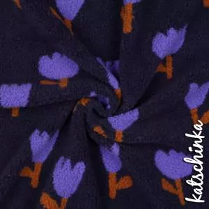 Teddyplüsch Tulpen dunkelblau 5639.007 | Teddystoff | Teddy Plüschstoff