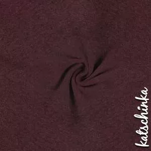 Aubergine melierter Bündchenstoff als Meterware, glatt und elastisch, ideal für Baby- und Kinderkleidung