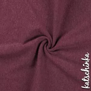 Bordeaux melierter Bündchenstoff als Meterware, glatt und elastisch, ideal für Baby- und Kinderkleidung