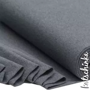 Grau melierter Bündchenstoff als Meterware, glatt und elastisch, ideal für Baby- und Kinderkleidung