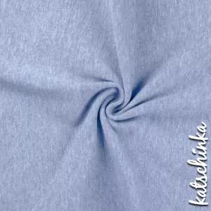 Hellblau melierter Bündchenstoff als Meterware, glatt und elastisch, ideal für Baby- und Kinderkleidung