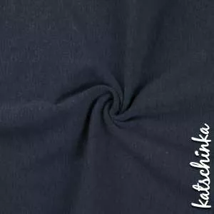 Jeansblau melierter Bündchenstoff als Meterware, glatt und elastisch, ideal für Baby- und Kinderkleidung