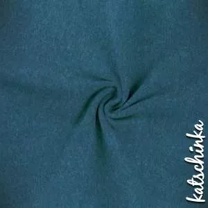 Petrol melierter Bündchenstoff als Meterware, glatt und elastisch, ideal für Baby- und Kinderkleidung