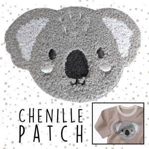 Chenille Patch koala zum Aufbügeln auf hellem Hintergrund