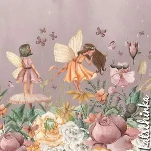 Bio Baumwolljersey Kinderstoff Fairies Vintage Garden