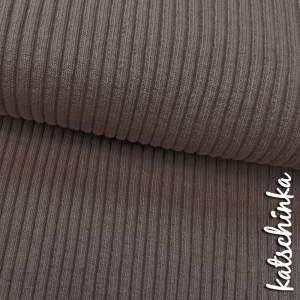 Detailaufnahme taupe/schlamm Grobstrick Bündchen mit elastischer, gerippter Struktur