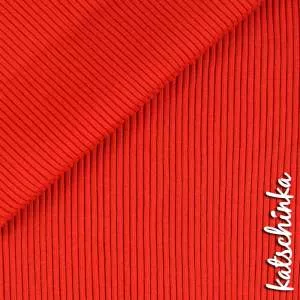 Detailaufnahme rot Grobstrick Bündchen mit elastischer, gerippter Struktur
