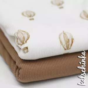 Rippenjersey Stoff mit Heissluftballon Muster – hochwertiger Ribjersey Kinderstoff gefaltetals Stoffpaket